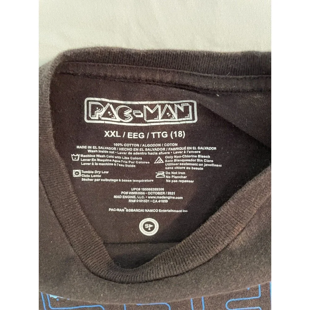 PAC-MAN T Shirt Youth Size XXL 18 Black Short Sleeve Game Over Graphic